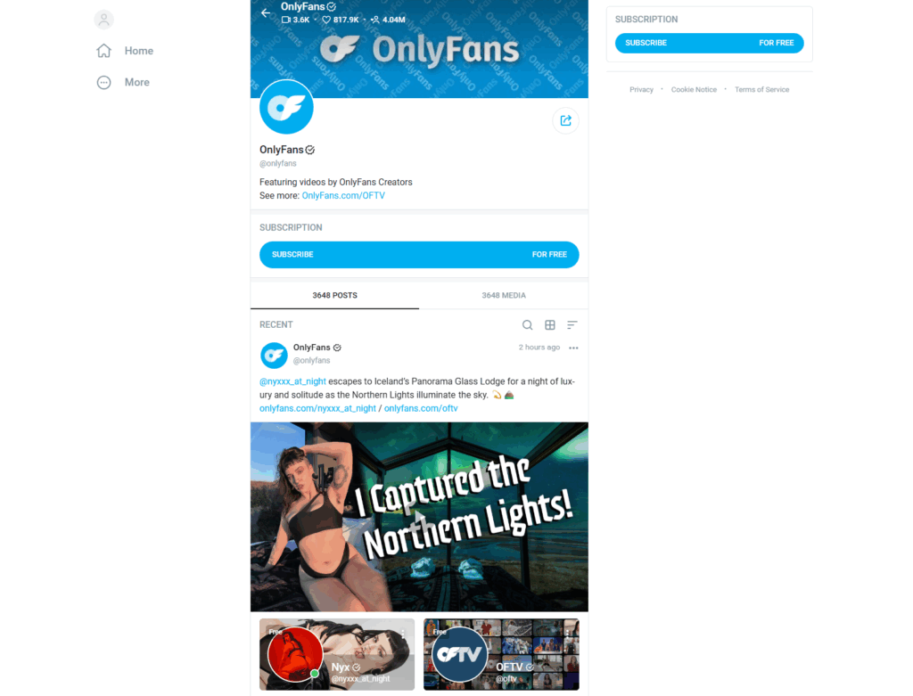 OnlyFans Home Page