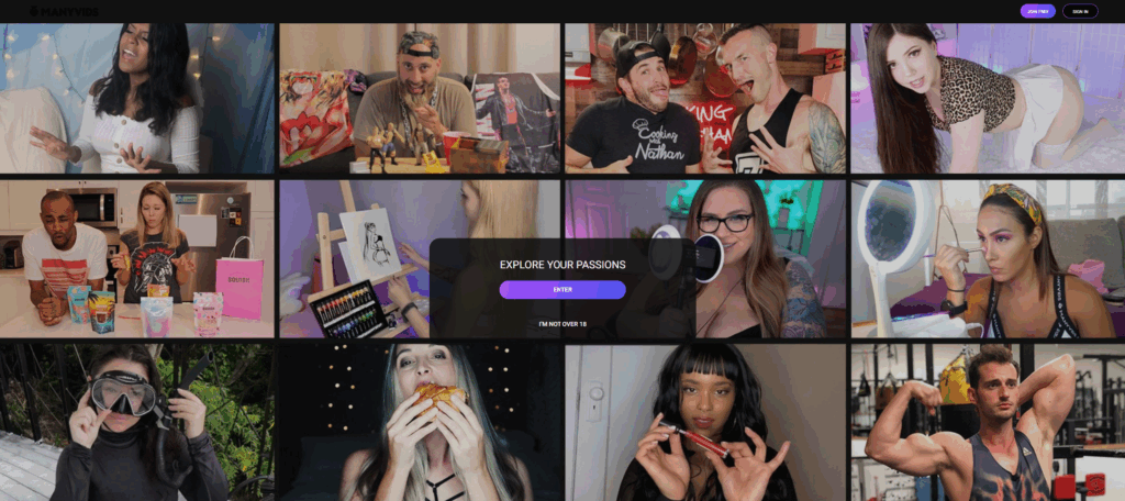 ManyVids Home Page